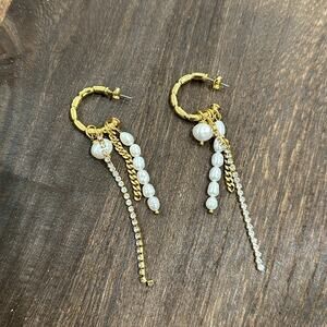 Adornia hoop earrings with drop pearls